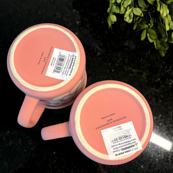 Pink Halloween Ghosts Coffee Mug Set of 2 16oz Coral Rae Dunn?/Full Moon? NEW - Picture 5 of 5